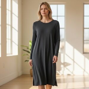 Fleur Bleue Gray Stretch Long Sleeve Casual Dress Size Large